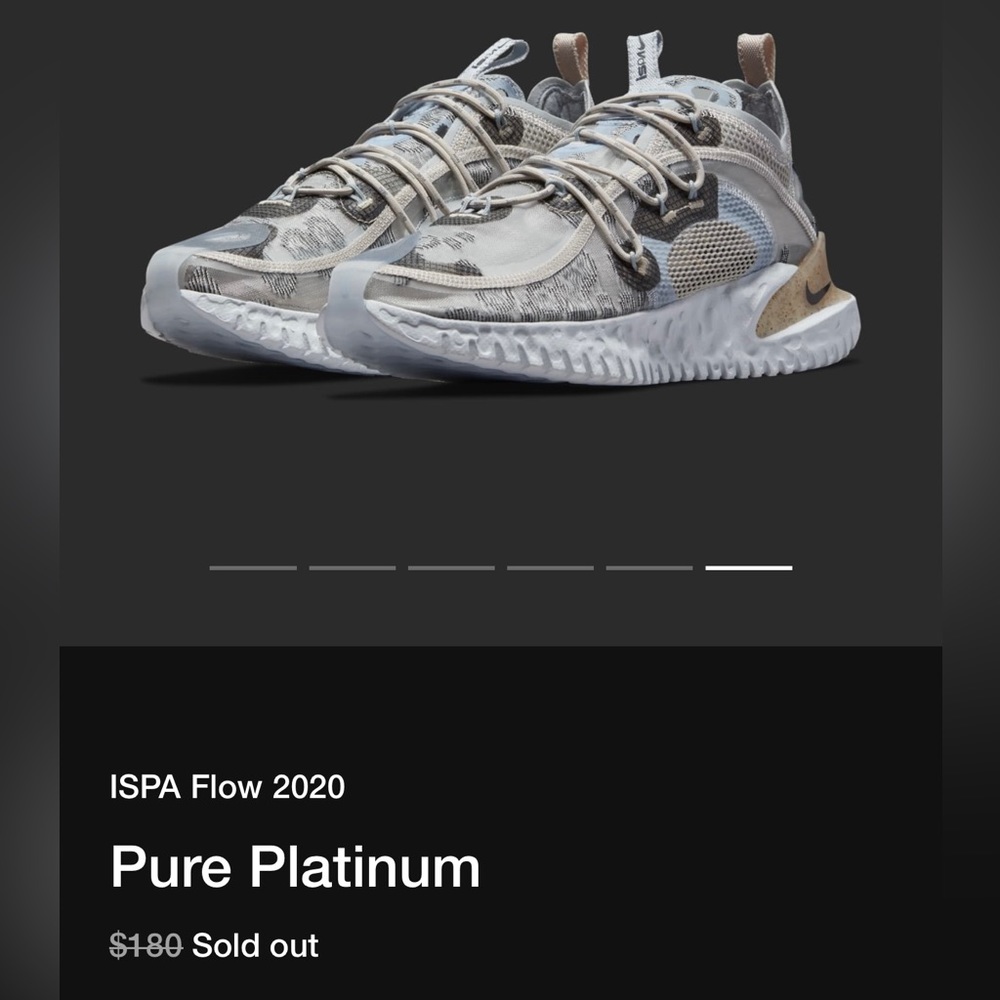 Men’s Nike Flow 2020 ISPA Pure Platinum Size 15